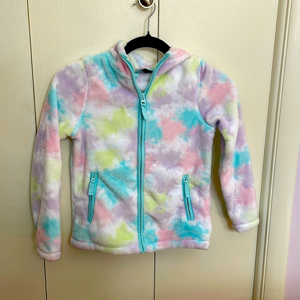 Fleeced, hooded, zip-up Lands End girls fleece